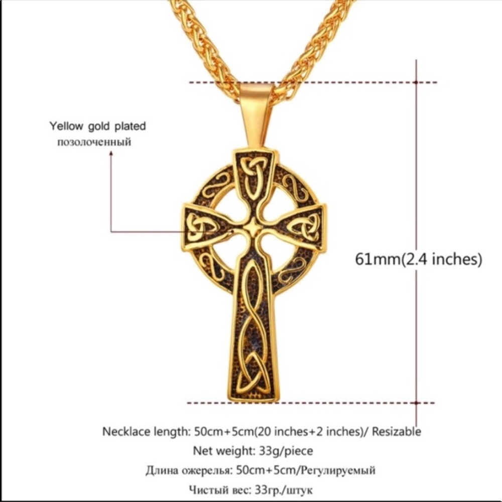 New real 18k gold plated cross necklace - Picture 3 of 3